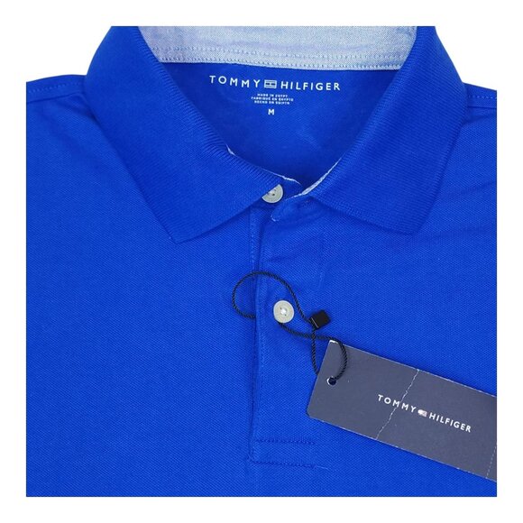 Tommy Hilfiger Mens Blue Polo Shirt Signature Stripe & Button Closure Medium - Picture 4 of 7